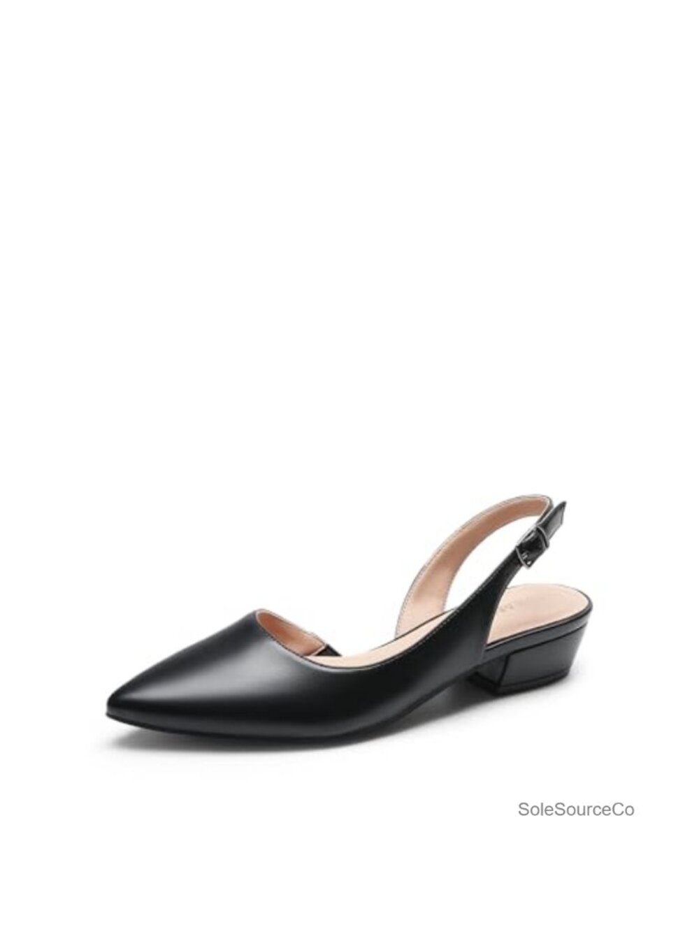 Women's Slingback Flats Dress Shoes Pumps Low Block Heel Pointed Toe